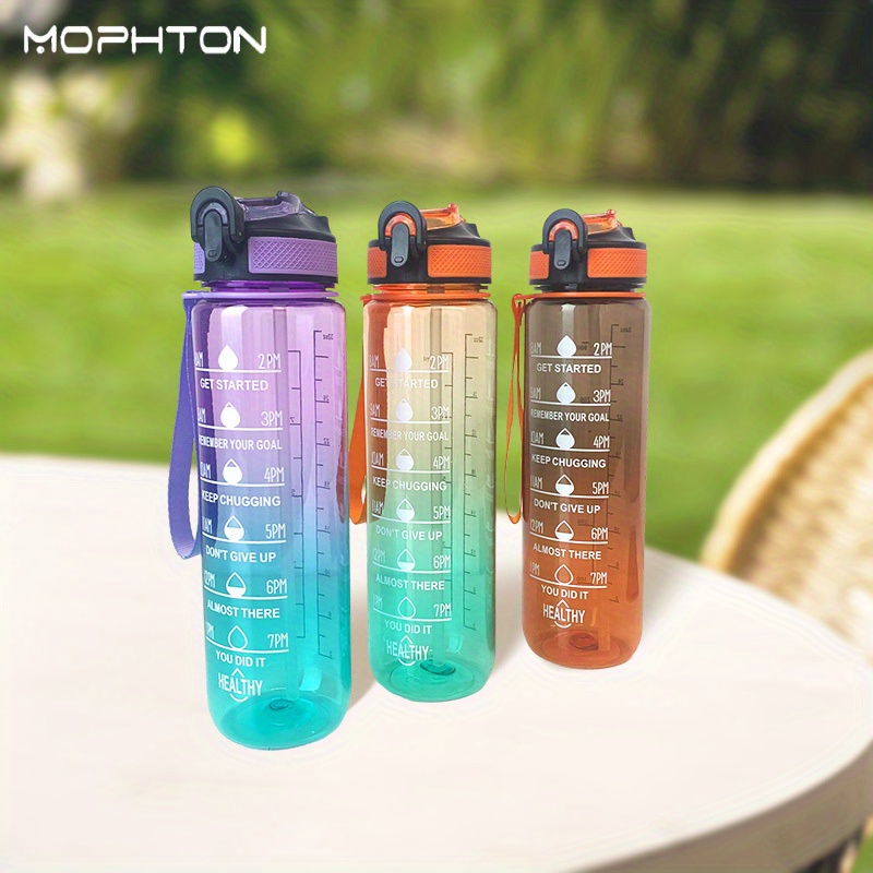 Water Bottles 30oz Motivational Water Bottle with Time Marker for Women Men  Insulated Water Bottle for Outdoor Sport(Blue Yellow Pink) 