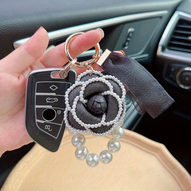 Valentine's Day Bow Real Rose Eternal Flower Pearl Chain Key Chain Creative  Rose Car Key Chain Bag Pendant Gift - Temu