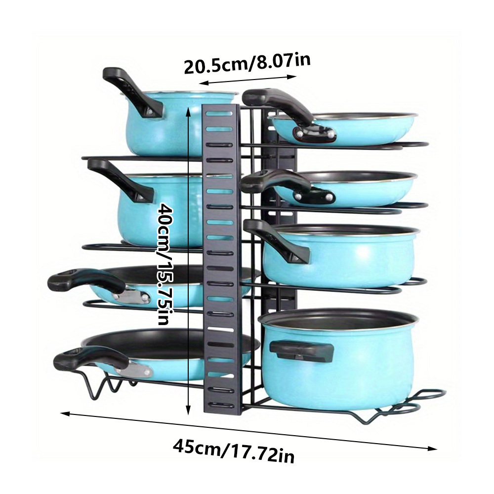 1pc Pot And Pan Organizer For Cabinet, Removable And Foldable 5-layer And  8-layer Storage Racks, Multi-layer Vertical Pot Cover Rack, Kitchen Storage  Rack, Wrought Iron Multifunctional Tabletop Pot Rack Storage Rack, Kitchen