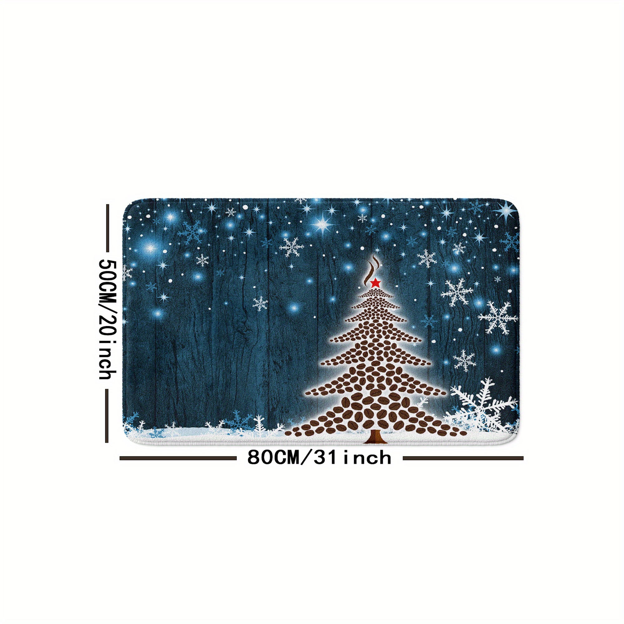 Snowflake Blue Tree Decorative Doormat Indoor/outdoor Seasonal Winter  Holiday Switch Mat, Anti-slip, Absorbent For Bathroom, Doorway