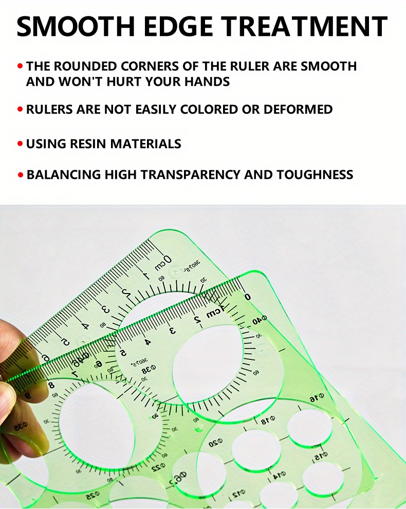 LOKUNN 2 Pcs Drawing Stencil, Circle Template for Drawing, Ruler Quilling  Tool, Round Hole Ruler Tool, Multi-Function Round Plastic Geometric Stencil