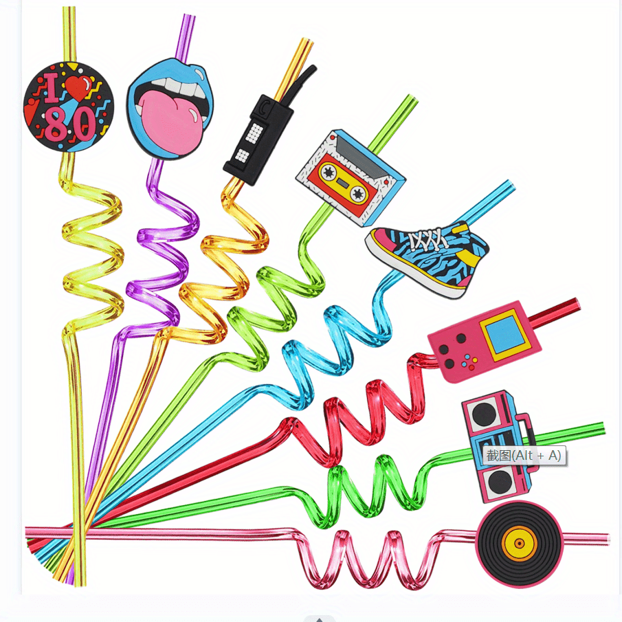 8PCS Colorful Reusable Drinking Straws Rainbow Party Favors Party