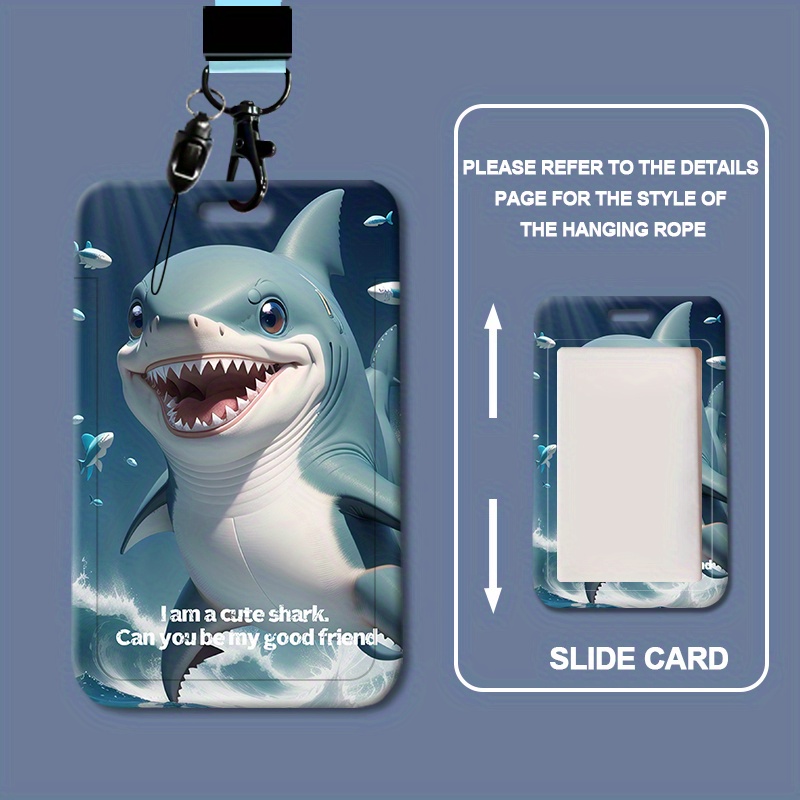 1pc Kawaii ID Card Holder Lanyard Shark