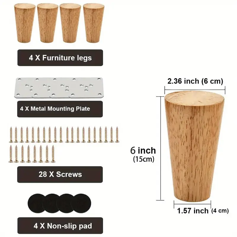 Wood Furniture Legs Round Solid Middle