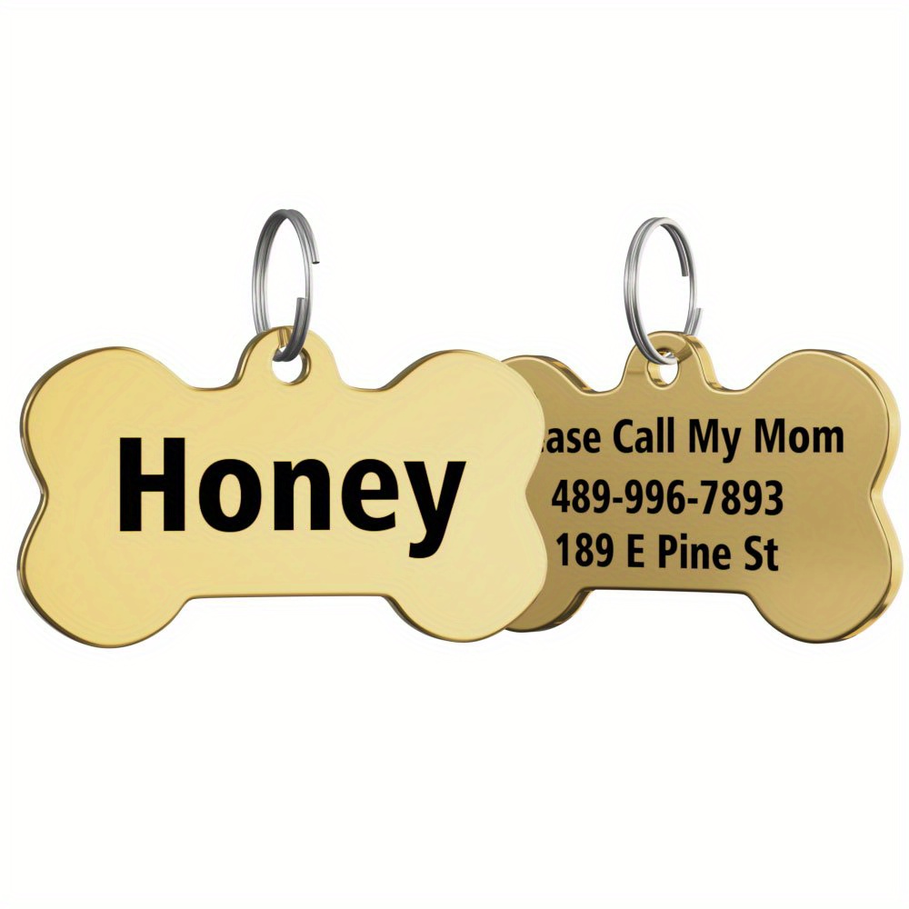 Personalized Dog Cat Tags Engraved Name Phone Number Bone Temu