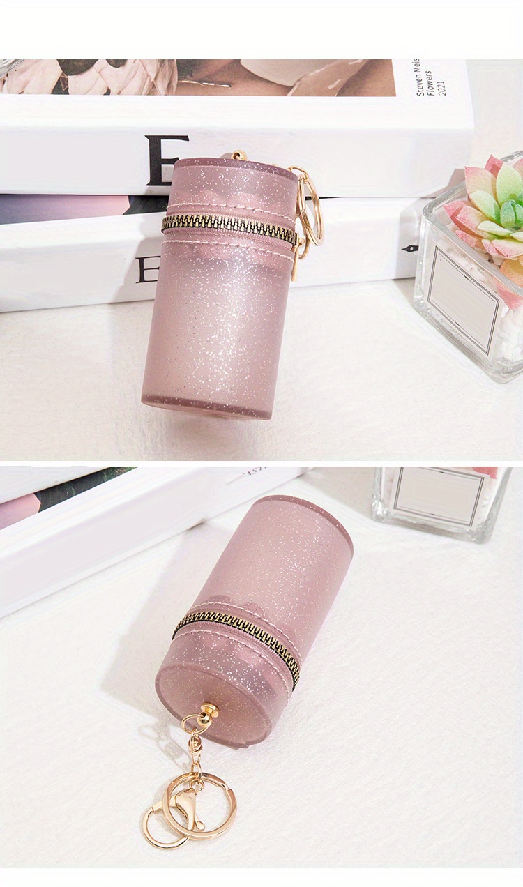 Mini Rhinestone Lipstick Bag Glitter Cylinder Coin Purse - Temu