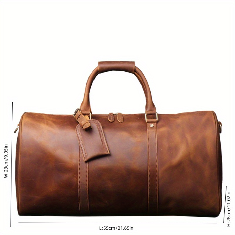 Men's Genuine Leather Unisex Travel Bag, Brown / 55cm