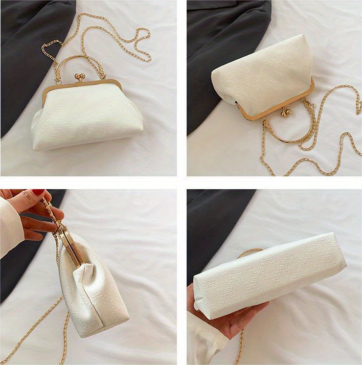 White Beaded Evening Bag, Vintage Formal Cocktail Handbag