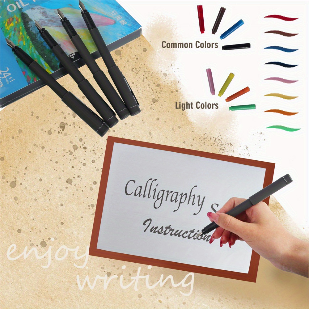 Calligraphy Pen Set With Pen Holder Pen Nibs Colorfull Ink - Temu