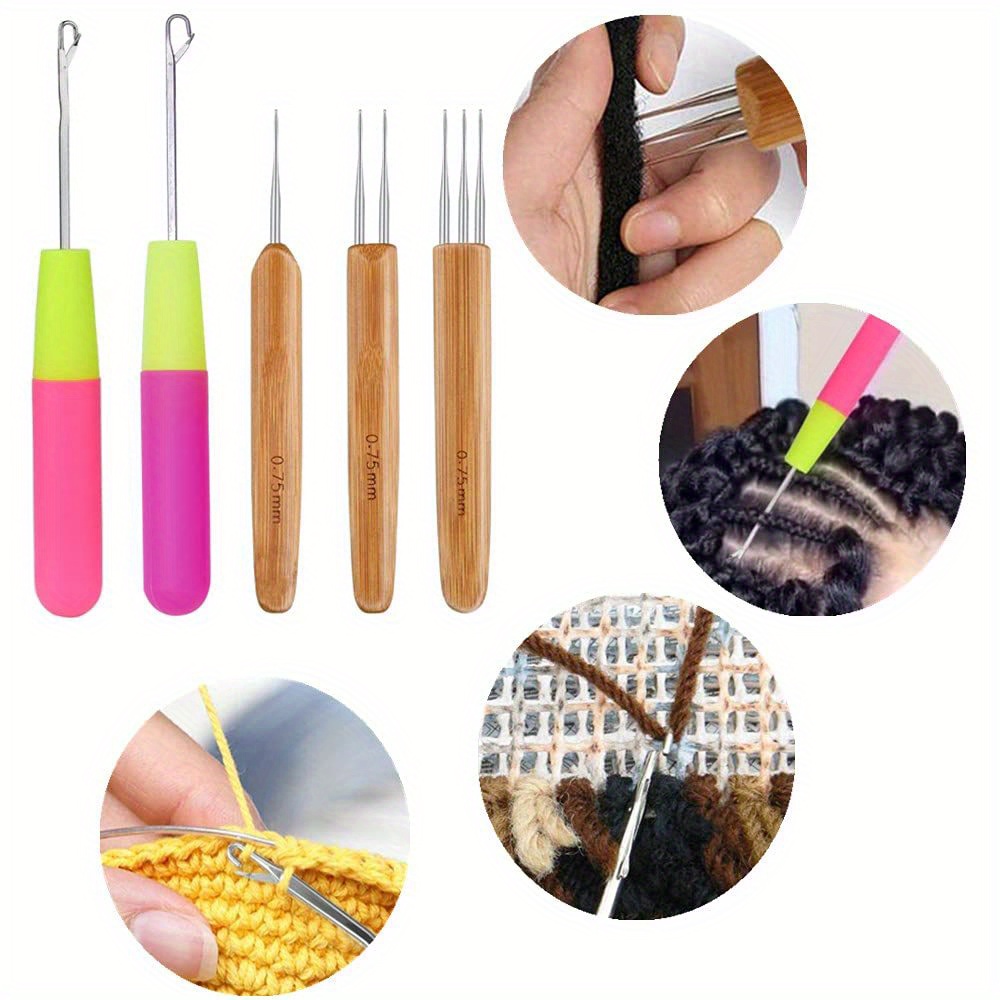 Dreadlock Crochet Needles Bamboo Handle Micro Hook Hair - Temu
