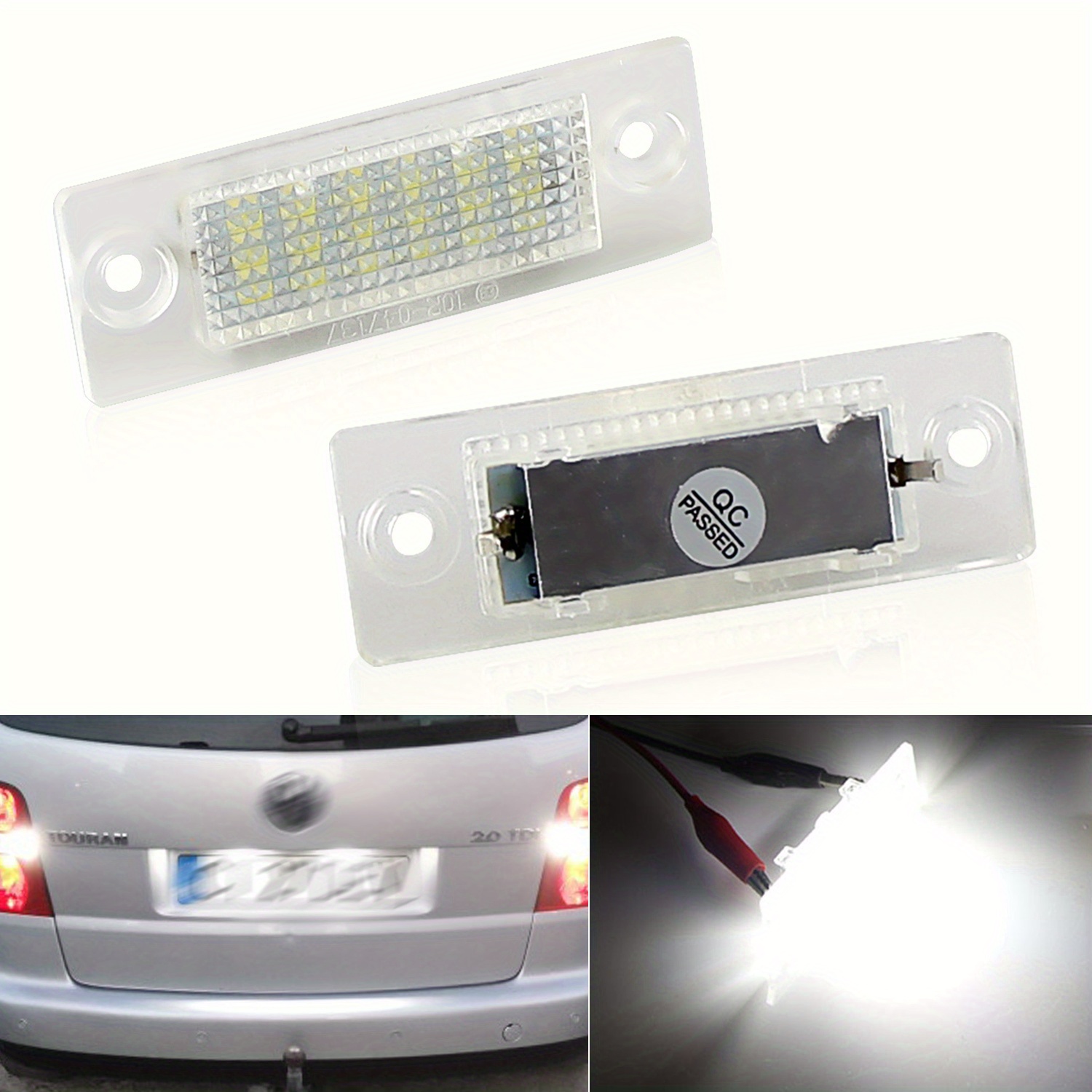 2 x LED Kennzeichenbeleuchtung für VW Caddy MK3 Transporter T5 T6 T6.1 Golf  MK5 P/Assat B5 B6 J/etta Touran Skoda Superb 18-SMD 6000K Weiß Canbus LED