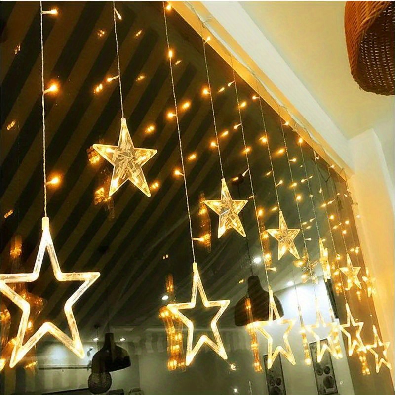 1 pack star led curtain light for indoor and outdoor christmas decoration romantic sun star curtain light for wedding and christmas decoration details 9