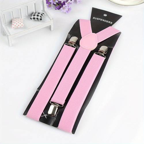 solid color suspenders mens and womens universal three clip suspenders elastic elastic suspenders clip clothing matching