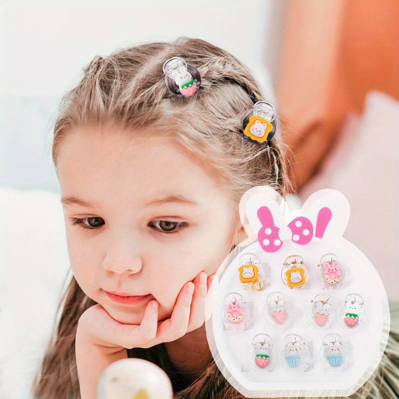 10Pcs Silicone Hair Clips For Girls – Unicorn, Mermaid, Fruit Cake Decorations