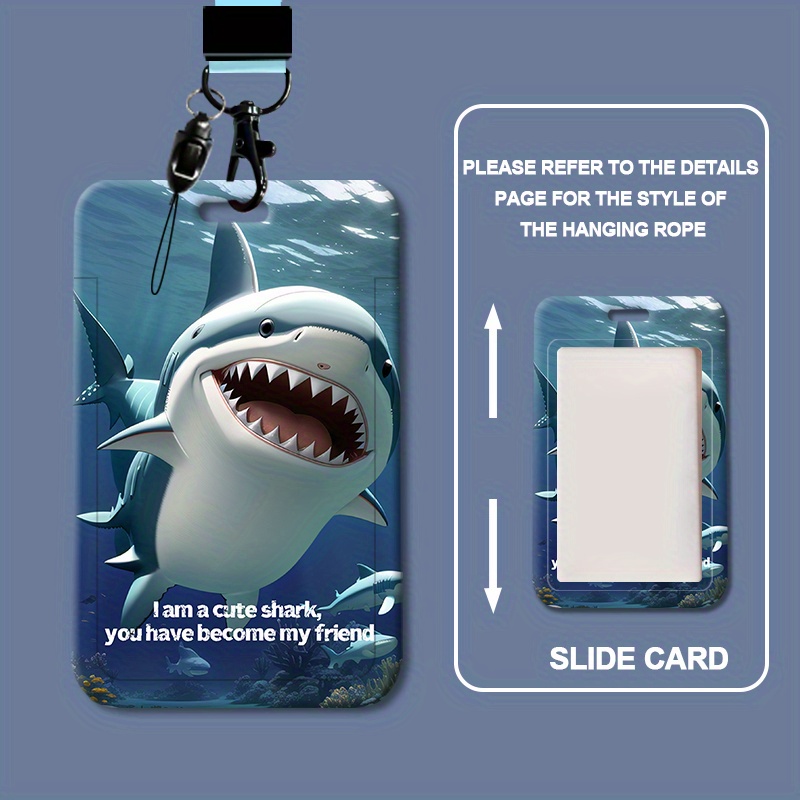 1pc Kawaii ID Card Holder Lanyard Shark