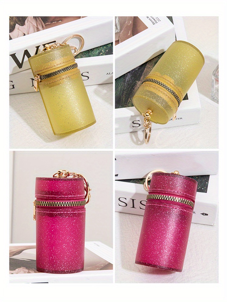 Lipstick Storage Bag Keychain Mini Cylinder Design Coin - Temu