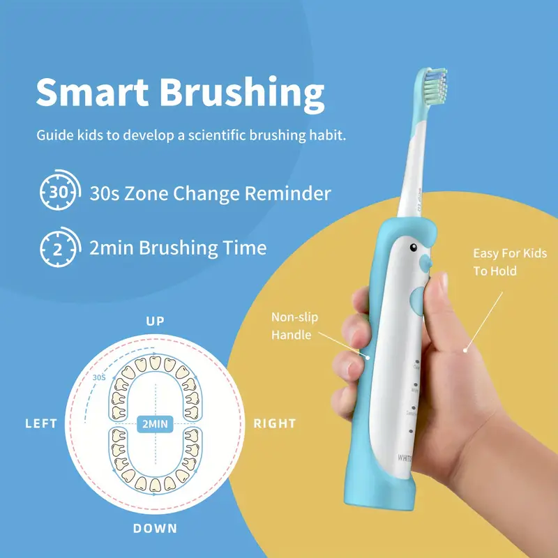 whitop ed01 avocado electric toothbrush for kids rechargeable sonic electronic power toothbrushes ipx8 waterproof 3 modes wireless charging automatic toothbrush for children boys and girls details 4