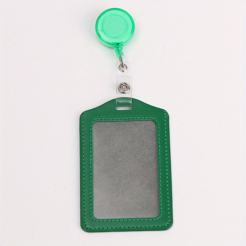 Student Retractable Badge Reel ID Card Holder Women Men Nurse Badge Lanyard Fashion PU Leather Card Holder