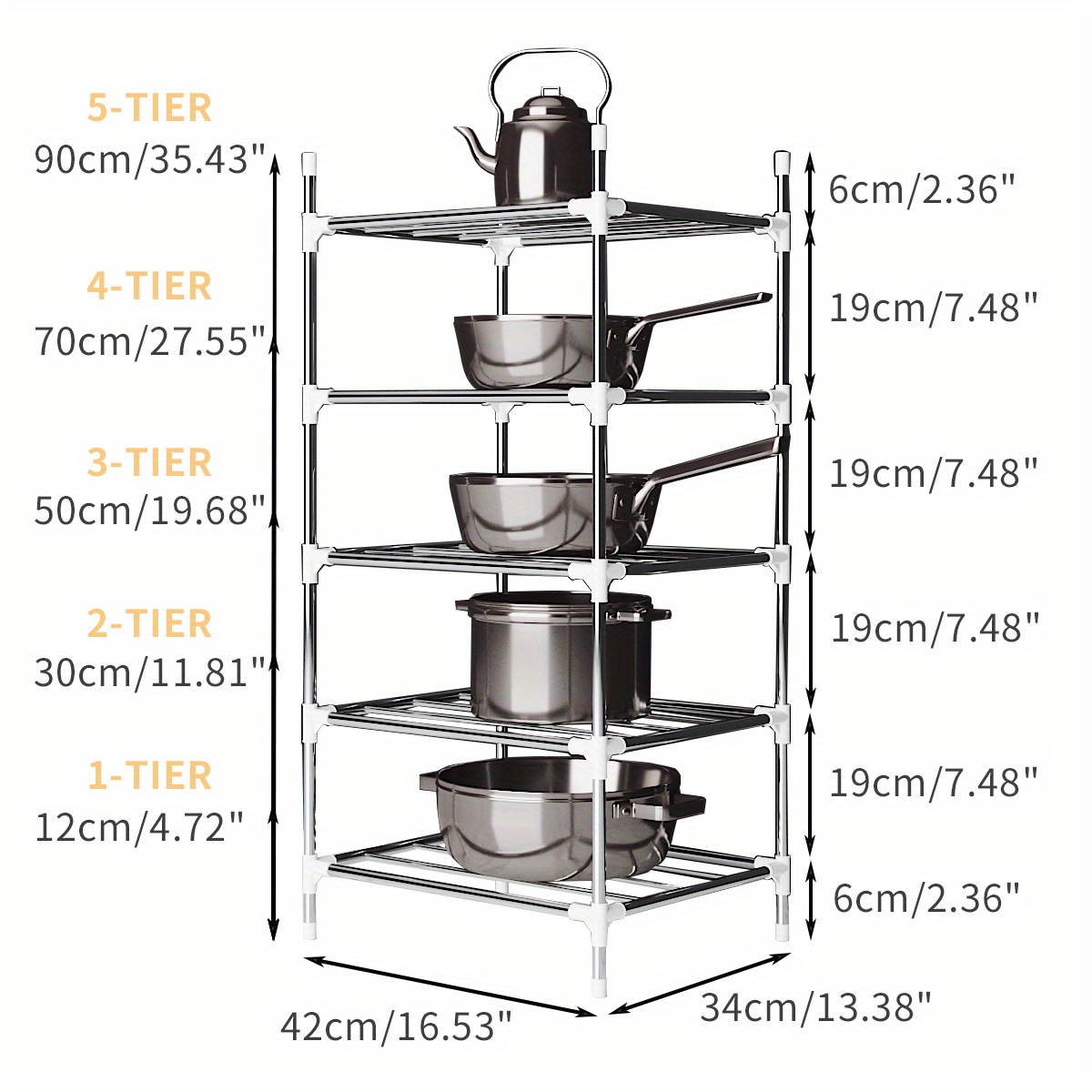 1  layer household storage shelf floor cooker tableware arrangement metal shelf multifunctional basin oven and microwave oven storage rack storage stainless steel shelf for kitchen bathroom balcony and rest room details 2