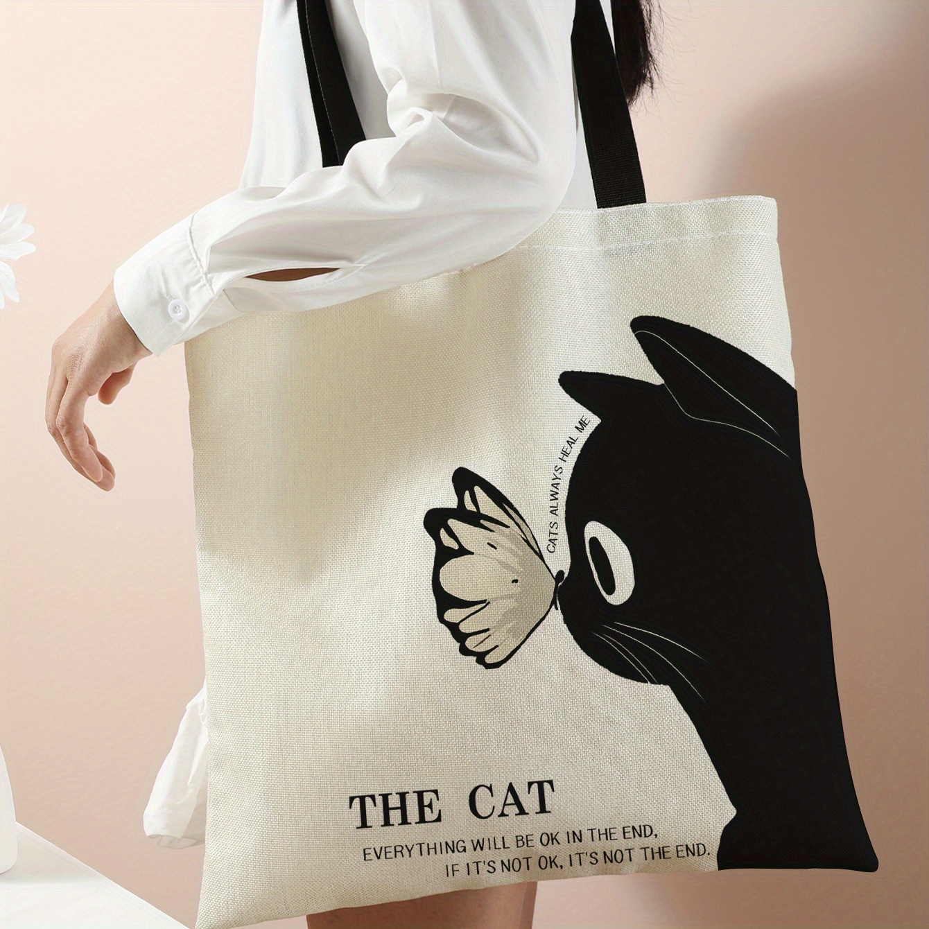 Canvas Bags Handbag for Women Shopper Cute Cat Tote Bag with Zipper  Designer Bag Japanese Style Cartoon Small Shoulder Bags - AliExpress