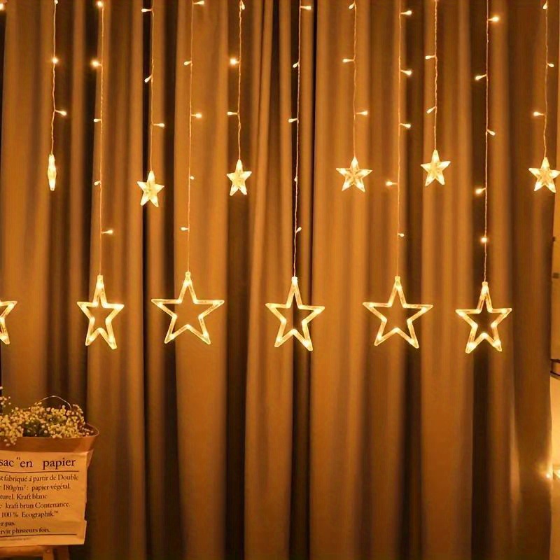 1 pack star led curtain light for indoor and outdoor christmas decoration romantic sun star curtain light for wedding and christmas decoration details 7