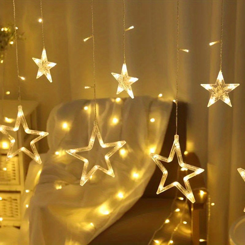 1 pack star led curtain light for indoor and outdoor christmas decoration romantic sun star curtain light for wedding and christmas decoration details 4