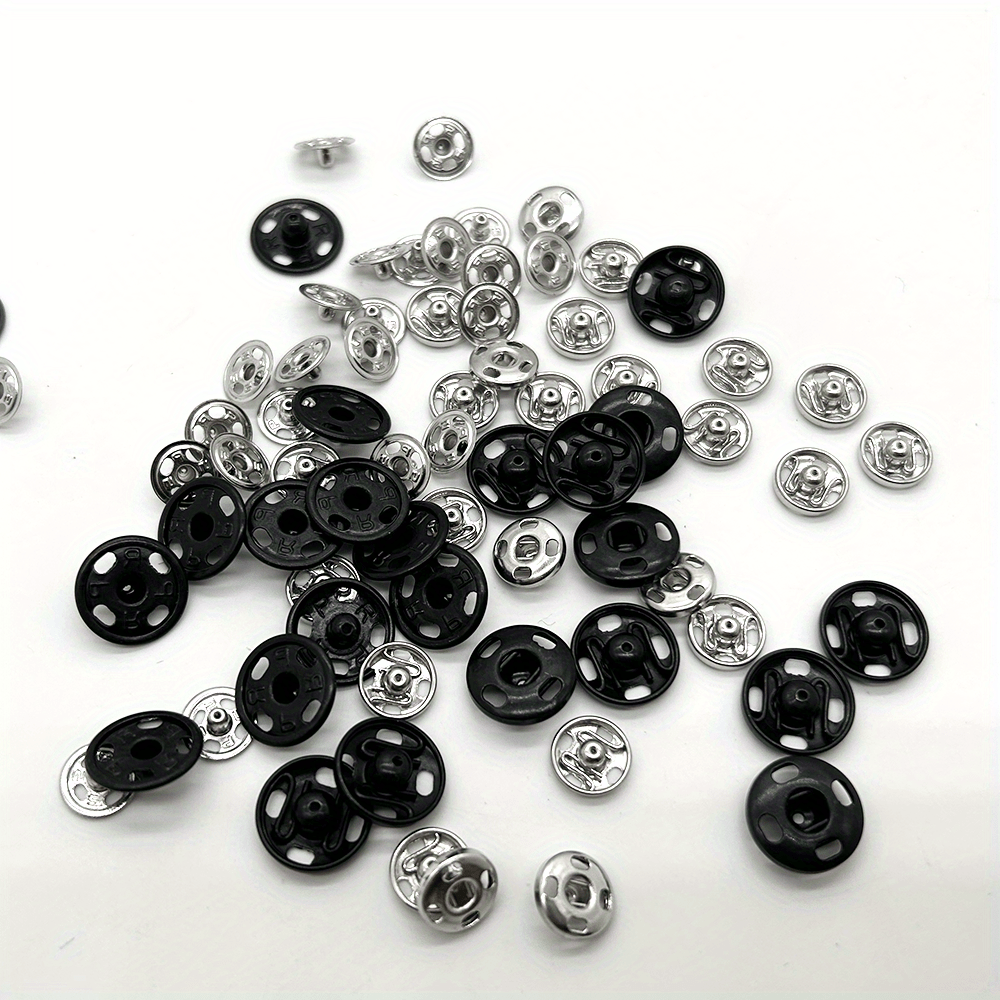 Black Silver Sewing Snap Buttons Snap Fastener Buttons Press - Temu