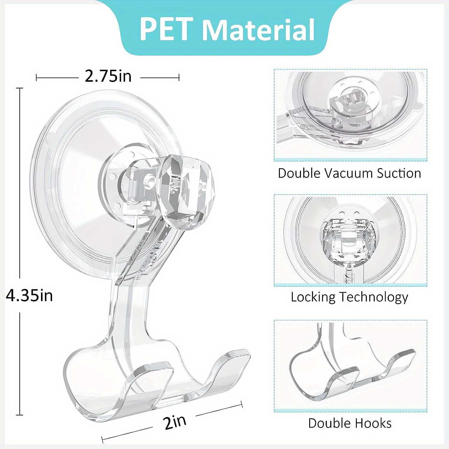 Suction Hooks Removable And Reusable Razor Hook For Shower Waterproof  Powerful Vacuum Suction Cup Hook Holder For Towel Bathrobe Loofah Hooks For  Bathroom & Kitchen - Temu Belgium