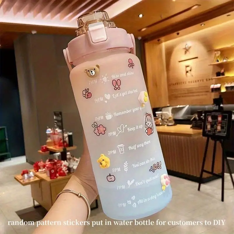 Bpa free Leakproof Water Bottle With Straw Stickers Kawaii - Temu