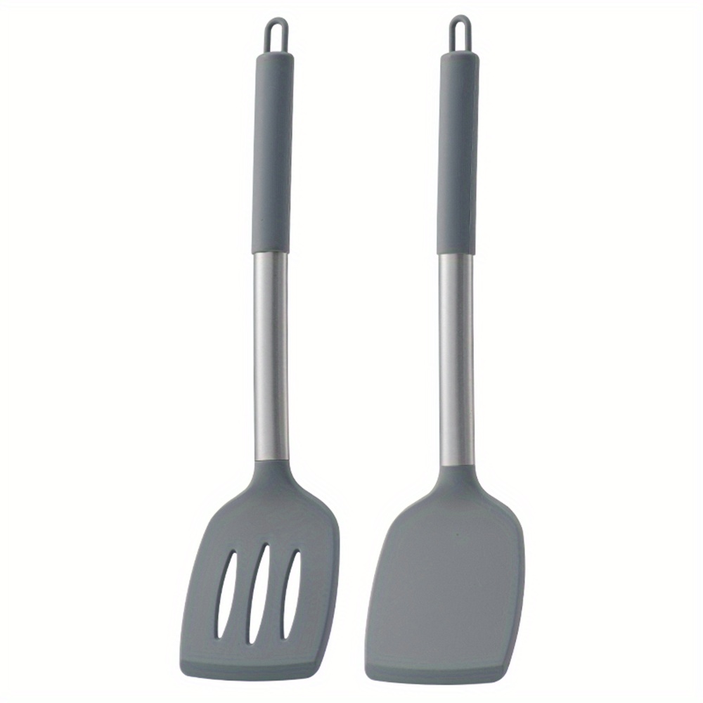 Pack Of 2 Silicone Solid Turner, Non-stick Slotted Kitchen