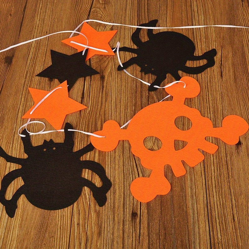 halloween felt pull flag bat pull flag pumpkin skull spider pull flag set evening party decoration supplies diy banner   decoration details 6