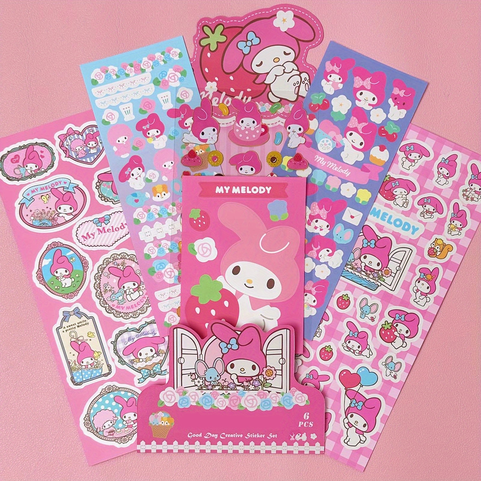 6 Sheets Different 3D Cute Anime Stationery Sticker On Notebook