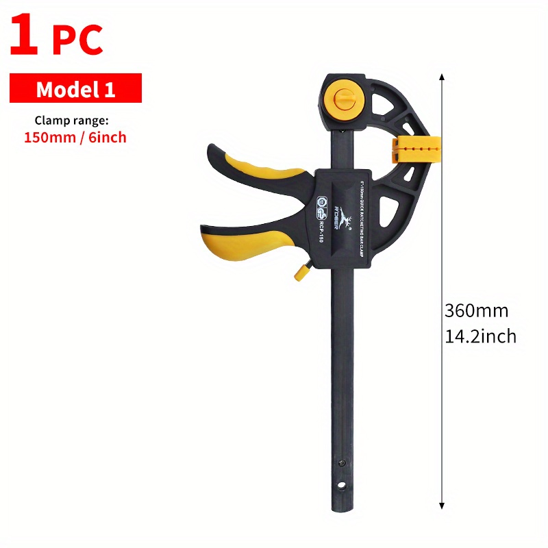 1pc Ratchet Bar Clamp, 6''/12'' One-Handed Quick Release Adjustable F Clamp  Spreader With Soft Chuck Comfortable Handle, Heavy Duty Wood Clamp For Woo