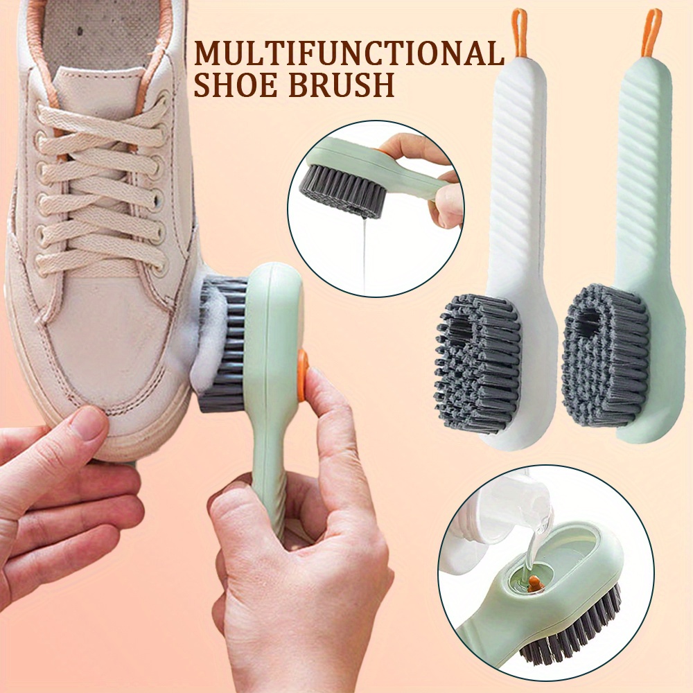 1pc Press-type Liquid Dispensing Shoe Brush, Multifunctional Soft Bristle Cleaning  Brush For Shoes And Clothes, Home Use