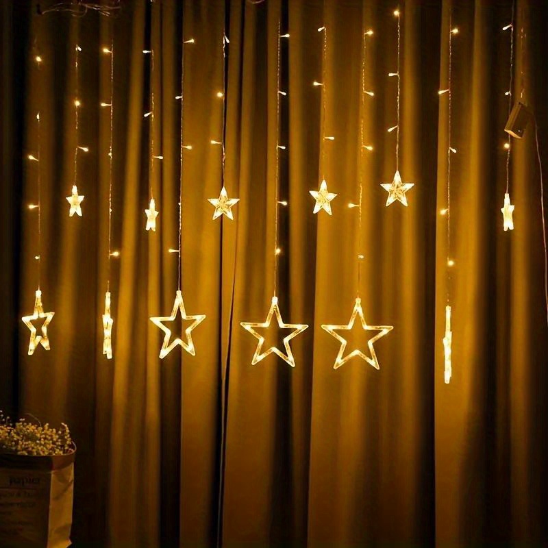 1 pack star led curtain light for indoor and outdoor christmas decoration romantic sun star curtain light for wedding and christmas decoration details 8