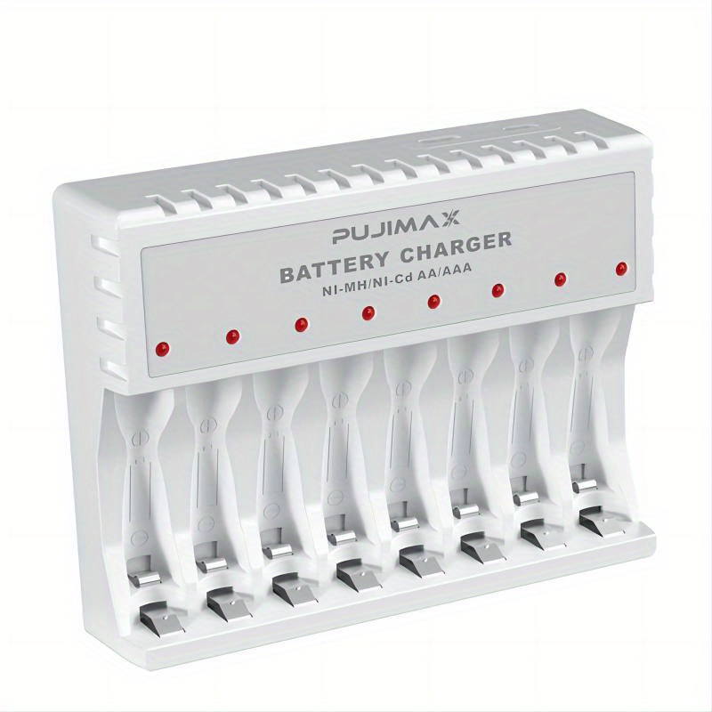 PUJIMAX 8-Slot USB Charger for AA AAA Rechargeable Batteries