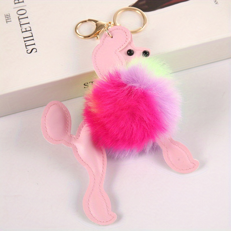 Cartoon Animal Pom Pom Keychain Cute Plush Doll Key Chain Ring Purse Bag  Backpack Charm Car Hanging Pendant Women Girls Gift - Temu