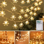 led christmas snowflake string lights battery powered 2 lighting modes party decoration lights christmas holiday accessories birthday room decoration christmas gifts home decoration scene decoration warm white white multi color details 4