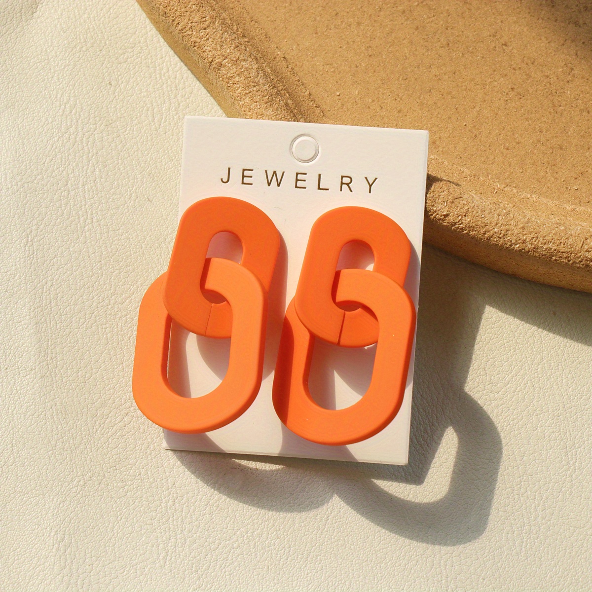Image of Orange Color Chain Design Dangle Earrings Bohemian Simple Style Acrylic Jewelry Delicate Gift For Women For King's Day