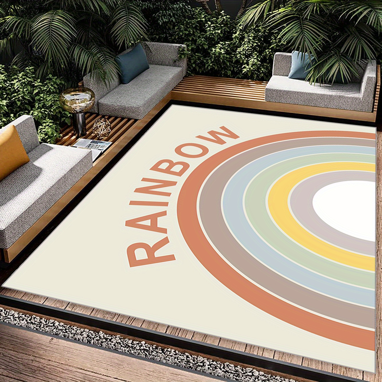 Rainbow Carpet Bedroom Office Rug Non Slip Easy to Clean Carpet Mat