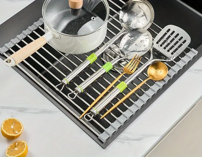 Roll Folding Stainless Steel Draining Rack Kitchen - Temu New Zealand