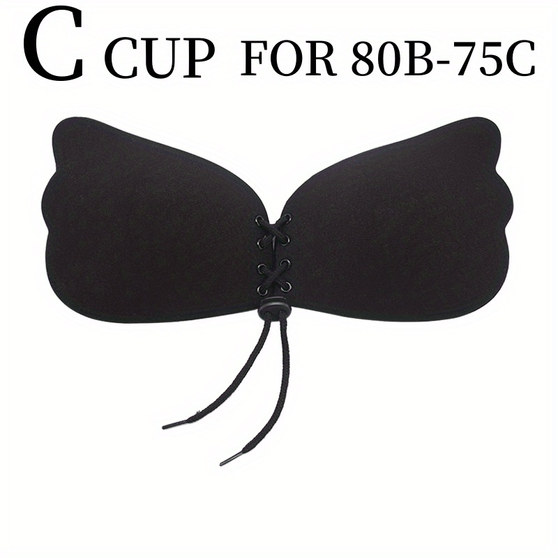 DODOING Silicone Bra Adhesive Bra Strapless Sticky Invisible Push up  Silicone Bra for Backless Dress with Nipple Covers Black