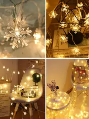 led christmas snowflake string lights battery powered 2 lighting modes party decoration lights christmas holiday accessories birthday room decoration christmas gifts home decoration scene decoration warm white white multi color details 0