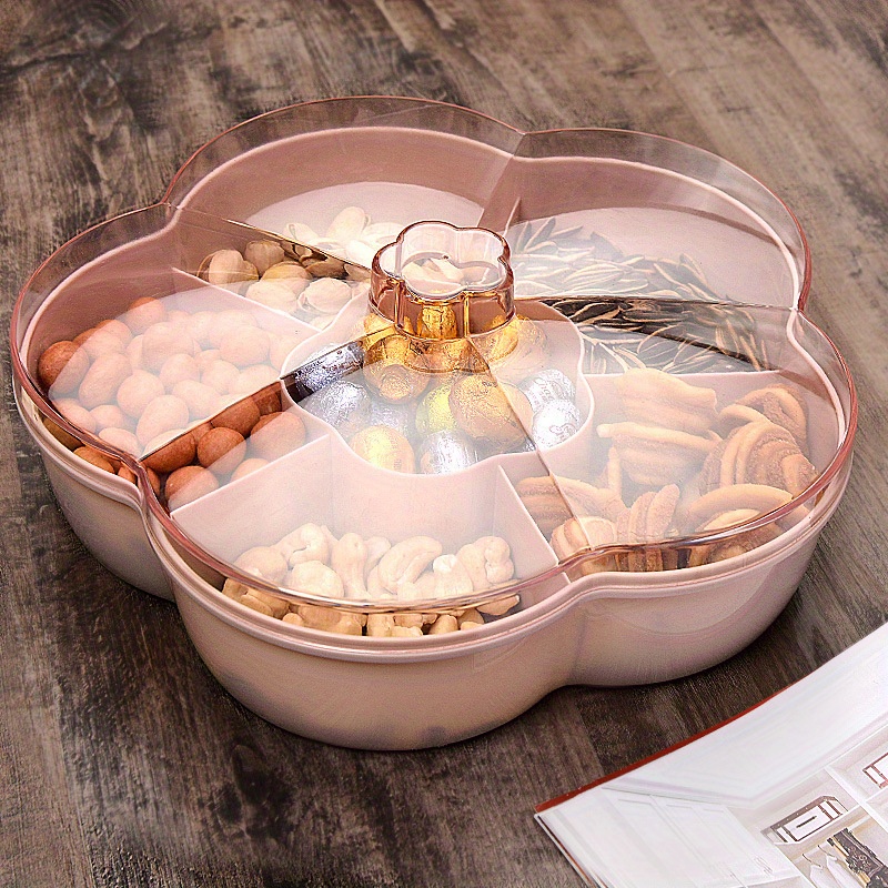 Divided Serving Tray With Handle Food Storage Containers With 5  Compartments For Christmas Party Snack Fruit Nuts Cracker Chip - AliExpress
