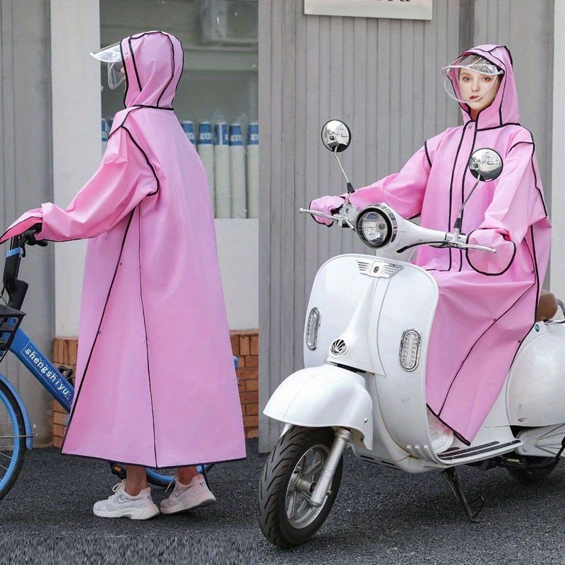 womens one piece raincoat long full body anti rain riding full body integrated rain poncho details 0