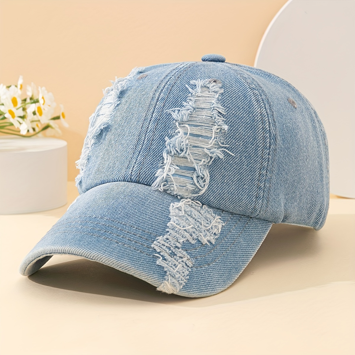 1pc Cowboy Hat Ripped Retro Distressed Peaked Cap, Fashion Casual Versatile Sun Hat For Autumn Winter, For Gifts