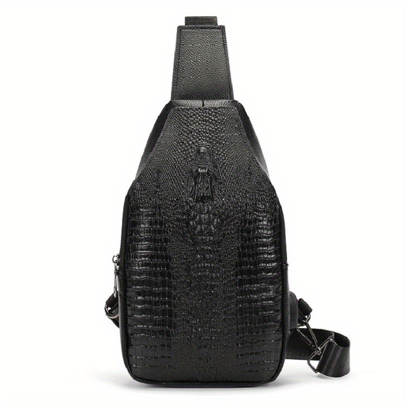 Fashion (black)Men's Crossbody Bags Men's USB Chest Bag