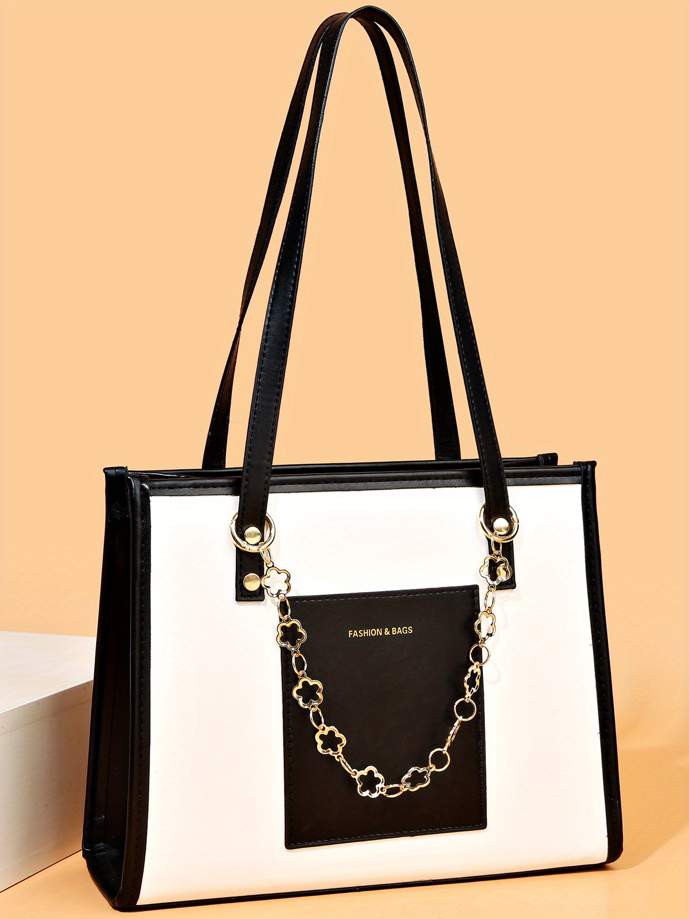 Trendy Minimalist Tote Bag, Large Capacity Shoulder Bag With Clutch Purse &  Scarf Decor - Temu