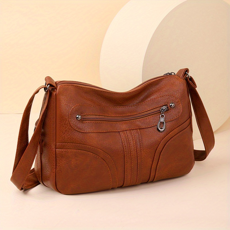 Soft Pu Leather Crossbody Bag, Lightweight Multi Pockets Purse, Shoulder Bag  For Middle-aged And Elderly Women - Temu Austria