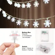 led christmas snowflake string lights battery powered 2 lighting modes party decoration lights christmas holiday accessories birthday room decoration christmas gifts home decoration scene decoration warm white white multi color details 1